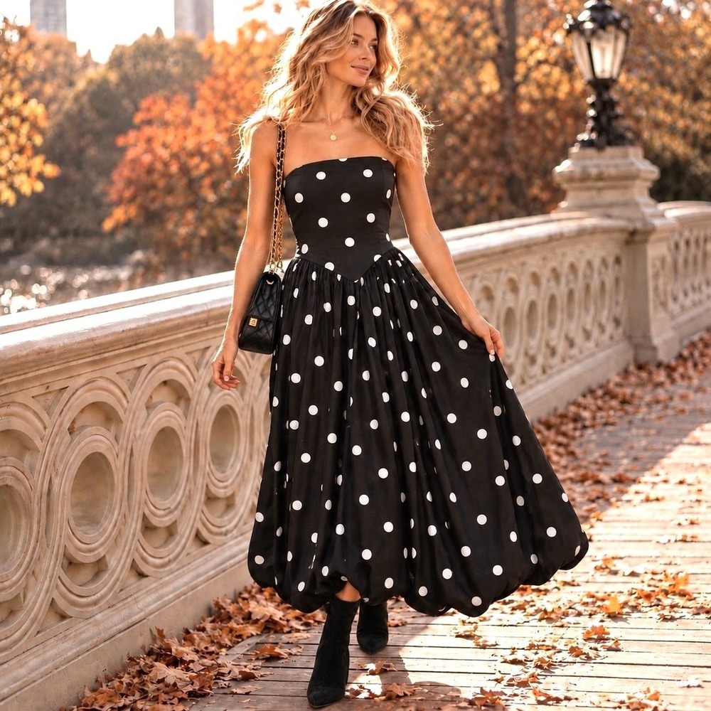 Anthropologie Tulip Size 2X Maxi Dress Cottagecore Boho Chic Romantic Polka Dot